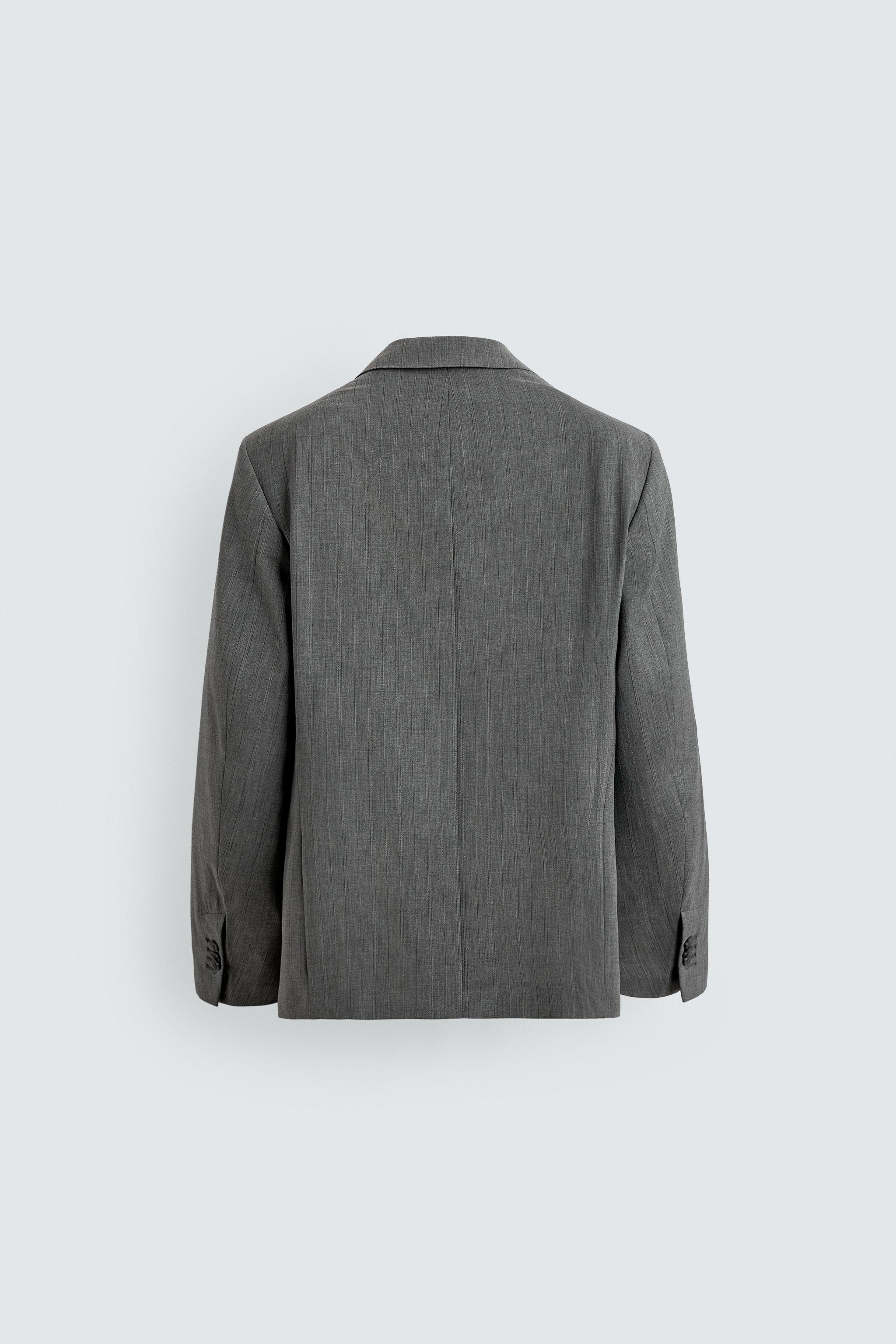 STRIPED TEXTURED SUIT JACKET